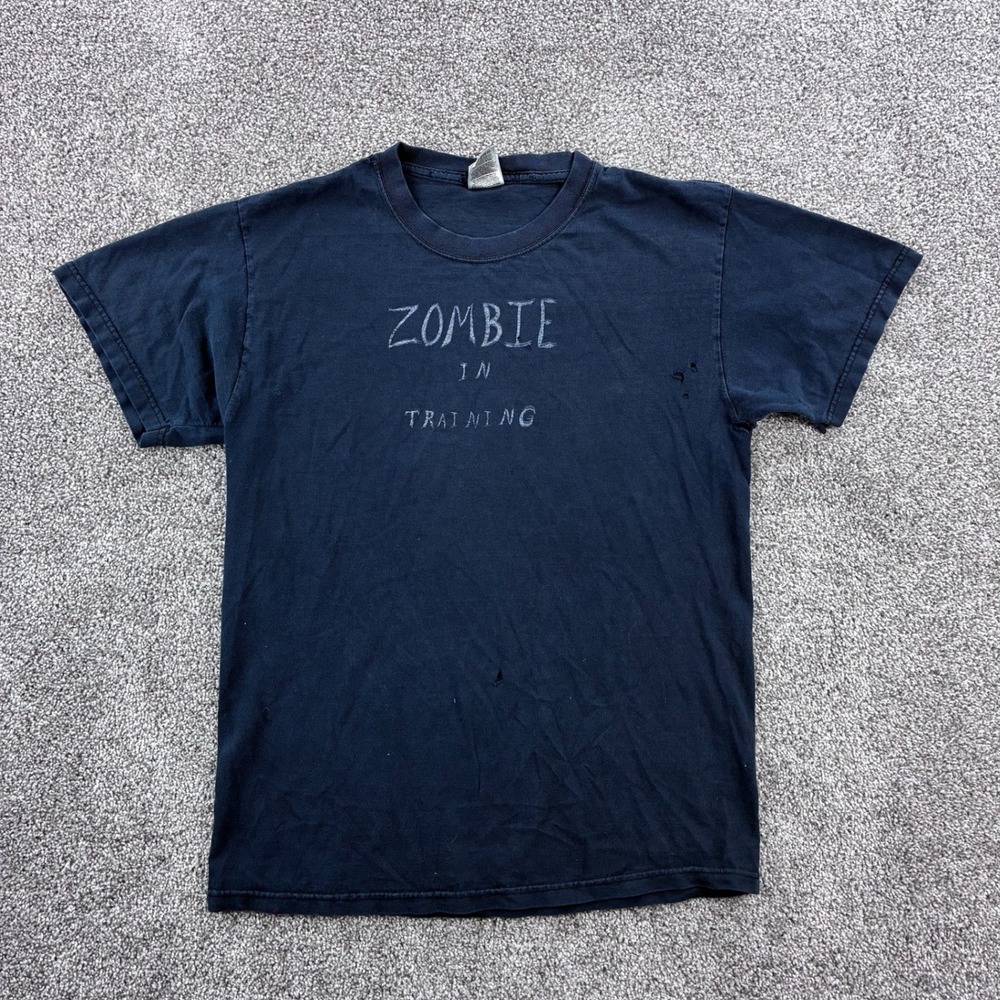 Y2K Zombie In Training Shirt Mens M Black Cotton Graphic Tee The Bush